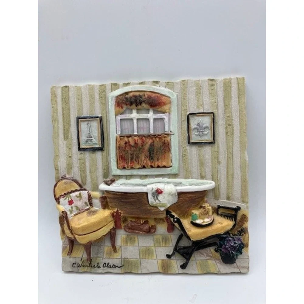 C. Winterle Olson Ceramic Bathroom Interior Wall Art Tiles Set‎ of 4 Home Decor